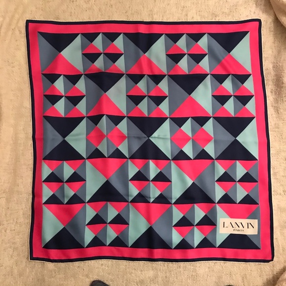 Vintage 1980/1990's Lanvin square silk scarf with geometric